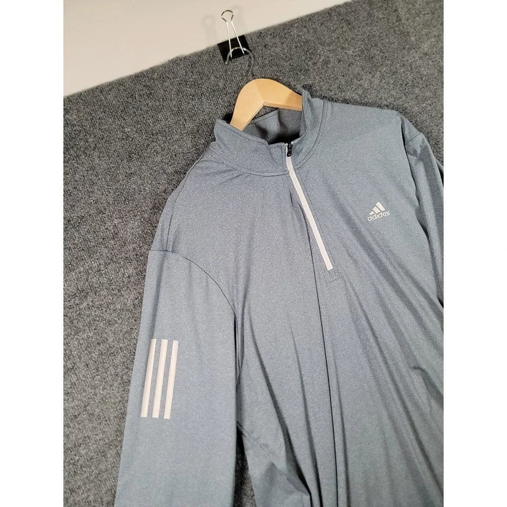 Adidas Shirt Mens XXL 1/4 Zip Performance Long Sleeve Active Workout Gray Golf